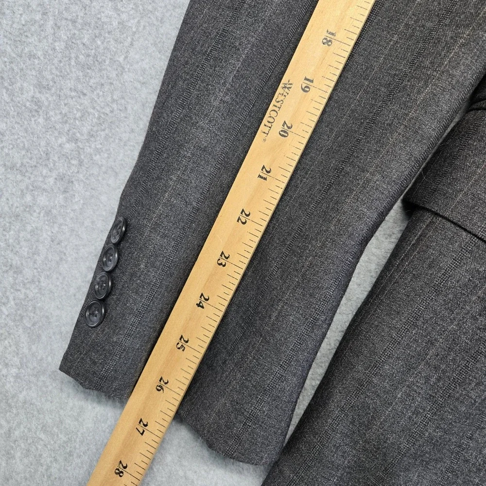 Vintage Polo Ralph Lauren 42R Gray Stripe Wool Blazer‎ Made USA Mens Sport Coat